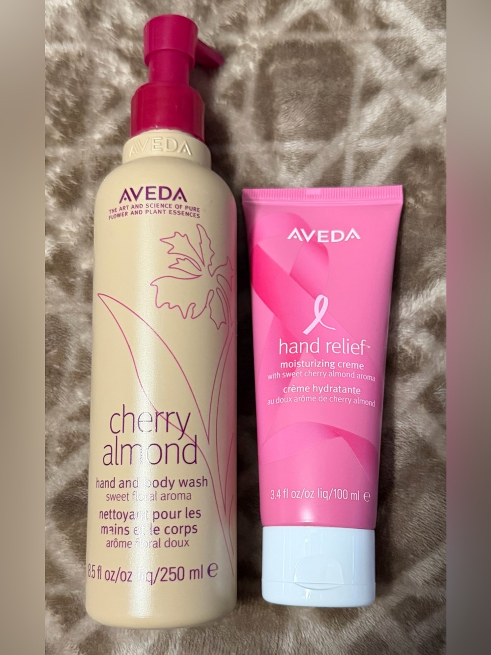 AVEDA Cherry Almond Hand/Body Wash and Hand Relief Bundle; full size; new/unused